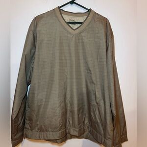 PGA Tour Mens Windbreaker Size Large Brown Plaid Pullover Jacket Golf